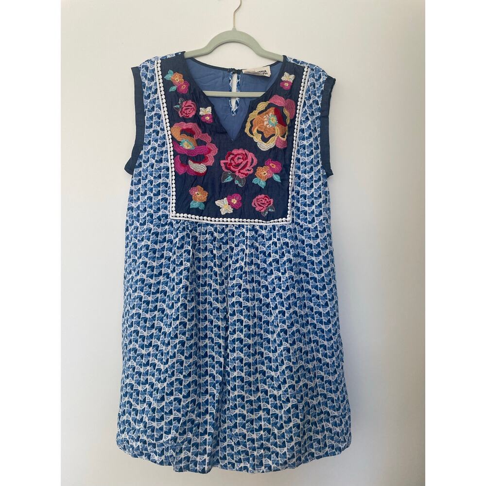 Savanna Jane Floral Embroidered Tunic Dress Sz L